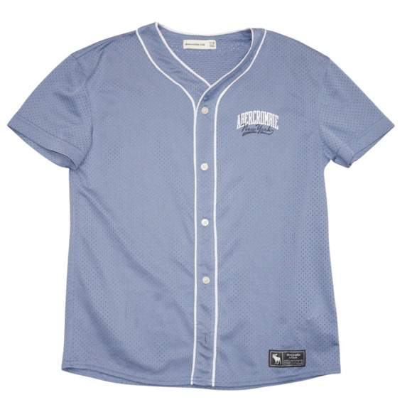 Abercrombie Kids Short Sleeve Mesh Baseball Jersey Button Up 7/8 - Picture 1 of 6